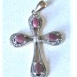 Vintage Sterling Silver DBJ Ruby Diamond Cross Necklace Pendant Lot