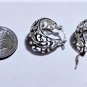 Vintage Sterling Silver Carved Openwork Floral Wide Hoop Post Earrings Lot