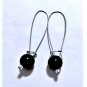 Vtg Sterling Silver MODERNIST Long Wire Dangle Drop Black Ball Bead Earrings Lot