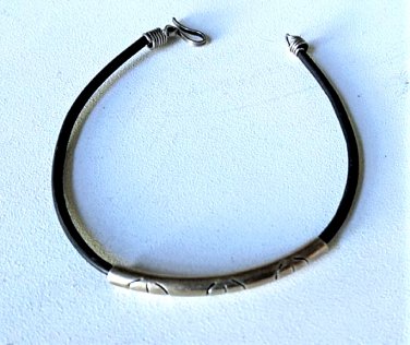 Vintage Sterling Silver Slide Tube Bead Rubber Cord Bracelet Lot