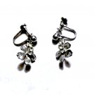 Vintage Sterling Silver Dange Drop Retro Rhinestone Flower Scewback Earrings Lot
