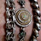 Vintage Sterling Silver San Marco Charm & Ruby Emerald Tennis Bracelet Lot 3 Pcs
