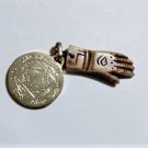 Vintage Hebrew KABALA Disc Charm & Hand Carved Bone HAMSA Amulet Talisman Lot