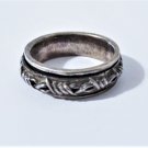 Vintage Sterling Silver Mens Barbed Wire Spinner Band Ring Size ~ 13.5