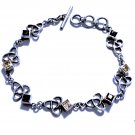 Vintage Sterling Silver Celtic Style Gemstone Link Bracelet Lot 8"