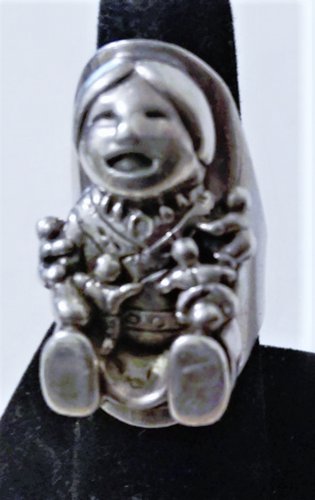 Vtg Sterling Silver SOUTHWEST Hopi Storyteller Relief Statement Ring Lot Sz 7.5