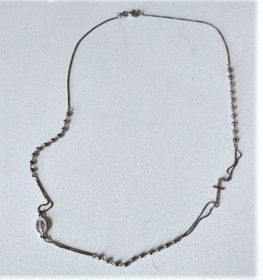 Sterling Silver Repurposed Rosary Mary Cross Chain Necklace Pendant
