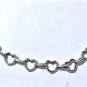 Vintage Sterling Silver Open Hearts Diamond Accented Link Bracelet Lot 7-1/2"