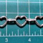 Vintage Sterling Silver Open Hearts Diamond Accented Link Bracelet Lot 7-1/2"