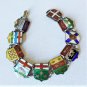 Vintage Sterling Silver Guilloche Enamel CANADA Travel Shield Bracelet Lot 7.5"