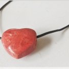 Vintage DTR Jay King Sterling Southwest Chunky Coral Heart Leather Cord Necklace