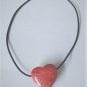 Vintage DTR Jay King Sterling Southwest Chunky Coral Heart Leather Cord Necklace
