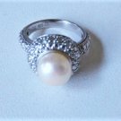 Vintage Sterling Silver Diamond Halo Pearl Ring Lot Sz 7.5