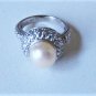 Vintage Sterling Silver Diamond Halo Pearl Ring Lot Sz 7.5