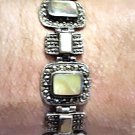 Vtg Sterling Silver Michael Anthony MOP Inlaid Marcasite Link Bracelet Lot 8"