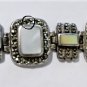 Vtg Sterling Silver Michael Anthony MOP Inlaid Marcasite Link Bracelet Lot 8"