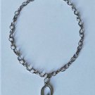 Vintage Sterling Silver MODERNIST Diamond O Ring Pendant Necklace Lot 16.5"
