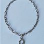 Vintage Sterling Silver MODERNIST Diamond O Ring Pendant Necklace Lot 16.5"