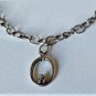Vintage Sterling Silver MODERNIST Diamond O Ring Pendant Necklace Lot 16.5"