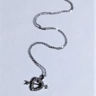 Vintage Sterling Silver Heart Arrow Crystal Pendant Necklace Lot 16"
