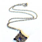 Vtg Sterling Silver Scrollwork Lapis L:azuli Cabs Pendant Necklace 18"
