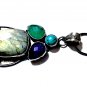 Vintage Sterling Emerald Sapphire Turquoise Labradorite Pendant Necklace Lot 24"