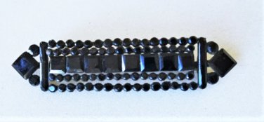 Antique Victorian Black Jet Faceted Paste Glass Mourning Pin Brooch Lot