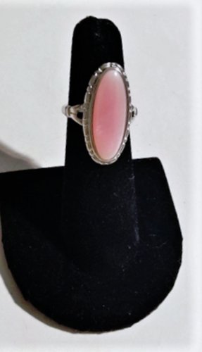 Vintage Sterling Silver Pink Cat Eye Ring Lot Size 6.5