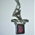 Vintage Sterling Silver Garnet LORI BONN Pendant Necklace Lot 6"