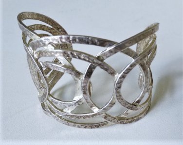 Vintage Sterling Silver THISTLE & BEE Hammered Modernist Bracelet Lot