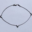 Vintage Sterling Silver CZ Pave Hearts Anklet Lot 9-7/8"