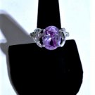 Vintage Silver Plated Glitter Bomb Lg Amethyst CZ Cocktail Ring Lot Sz 7