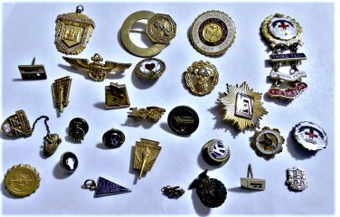 Vintage Gold Filled Emblem Company School Fraternal Pins Lot 27 Pieces