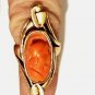 Antique Victorian 14K YG Salmon Sardinian Coral Centurion Bust Ring Size 4