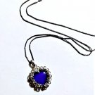 Vintage Sterling Silver Caged Blue Chalcedony Heart Pendant  Necklace Lot
