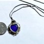 Vintage Sterling Silver Caged Blue Chalcedony Heart Pendant  Necklace Lot