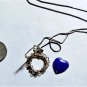 Vintage Sterling Silver Caged Blue Chalcedony Heart Pendant  Necklace Lot