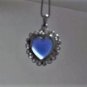 Vintage Sterling Silver Caged Blue Chalcedony Heart Pendant  Necklace Lot