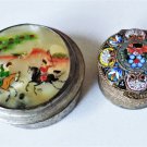 Vtg Pill Stash Trinket Boxes Lot Persian MOP and ITALY Mosaic Glass Milefiori