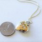 Vintage Sterling Silver w Gold Vermeil Etched Heart Locket Pendant Necklace Lot