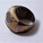 Vintage Sterling Silver Enameled Swirl Hearts CZ Dome Ring Lot Size 6.5