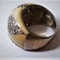 Vintage Sterling Silver Enameled Swirl Hearts CZ Dome Ring Lot Size 6.5