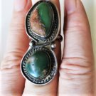 Vintage Sterling Silver Southwest Navajo Huge Double Turquoise Ring Lot Sz 8.5