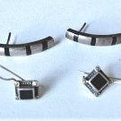 Vintage Sterling Silver MEXICO Black Onyx Stud Post Wire Earrings Lot 2 Pairs