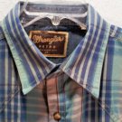 Vtg Wrangler Retro Premium Western Snap Front Cotton L Slv Plaid Western Shirt