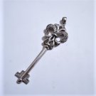 Vintage Sterling Silver Large Fleur De Lys Diamond Skeleton Key Pendant Lot