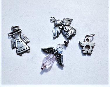 Vintage Sterling Silver Angels Charm Bracelet Charms or Necklace Pendants Lot