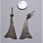 Vtg MEXICO Taxco Sterling Silver Turquoise Chip Inlay Deco Flower Drop Earrings