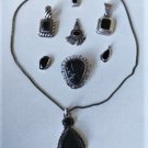 Vtg Sterling Silver Southwest MEXICO Silpada Onyx Pendant & Brooch Lot
