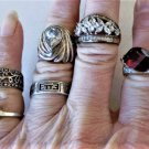 Vintage Sterling Silver Garnets & CZs Rings Lot Collection Sizes ~ 4.5 -9